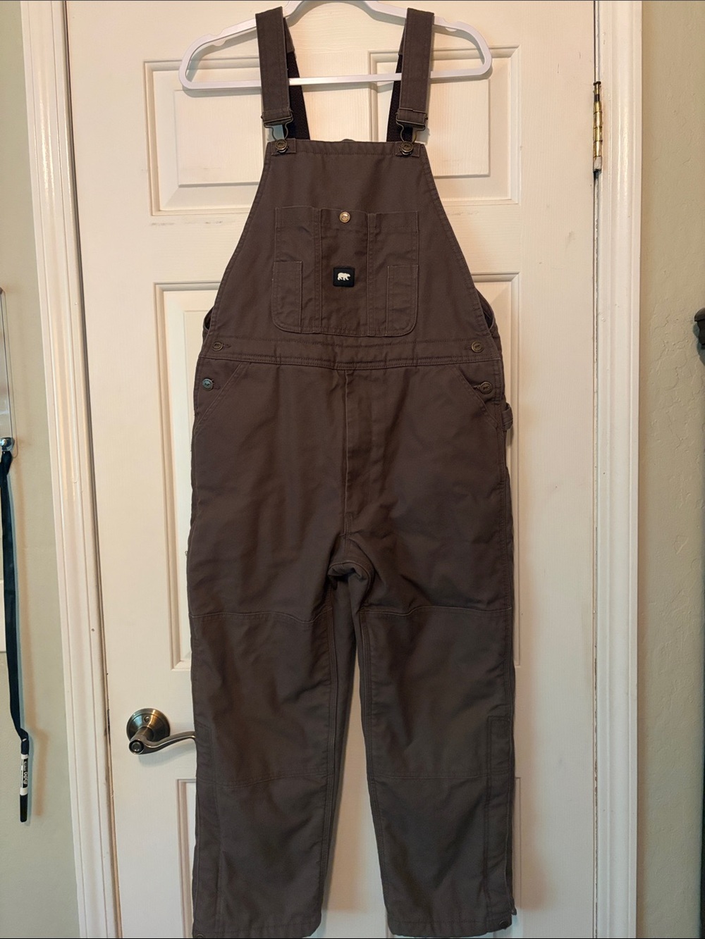 Kids Brown Canvas Overalls with Adjustable Straps